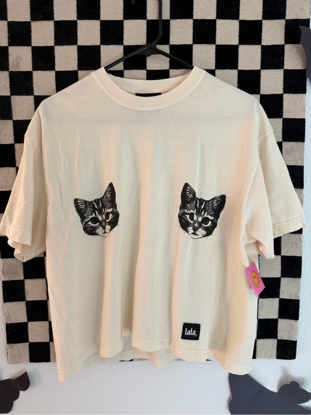 Dressed in LALA Cream Tee with Black Cat Prints - Picture 4 of 13